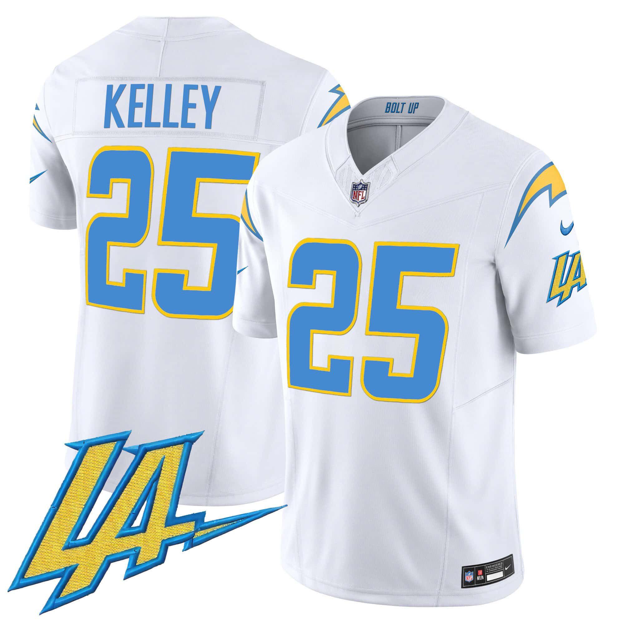 Men Los Angeles Chargers 25 Kelley White 2024 Nike Vapor Limited NFL Jersey